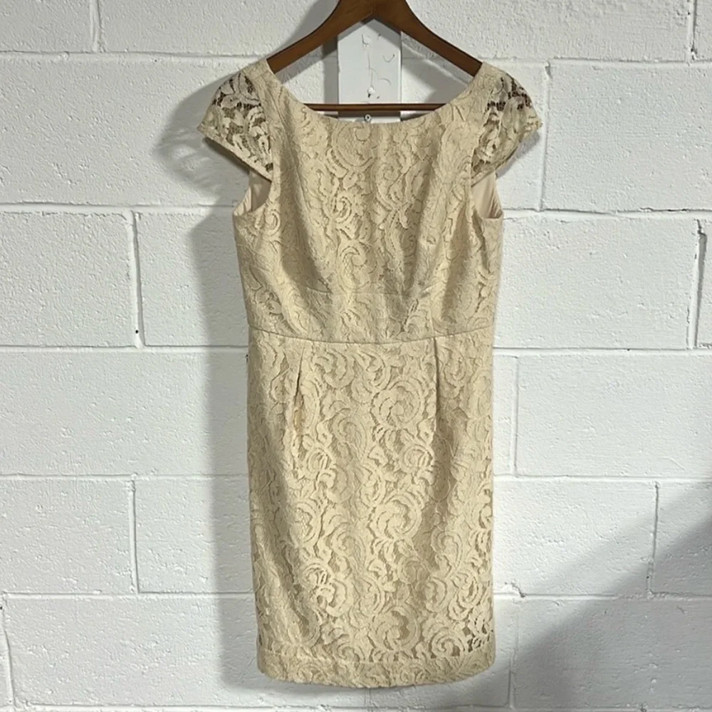 J Crew Ivory Elsa Lace Short Sleeve Sheath Dress Size 8P